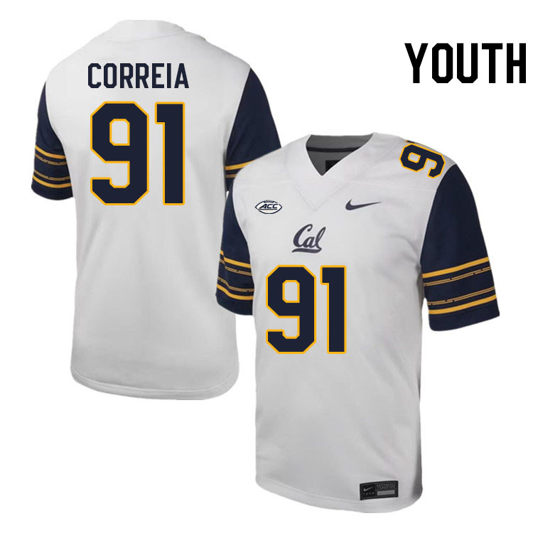 Youth #91 Ricky Correia California Golden Bears ACC Conference College Football Jerseys Stitched Sal